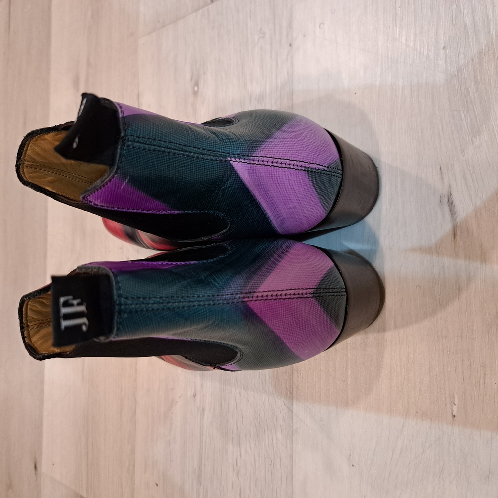 John Fluevog Red and Purple Ankle Boots - Picture 5 of 7